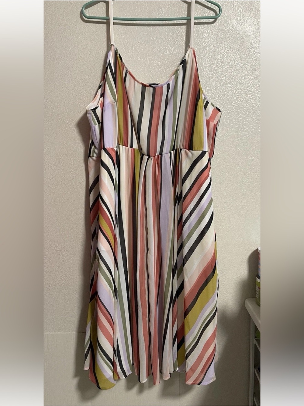 Torrid Chiffon Pleated Midi Dress Multi Color Stripes Plus Size 4X NWT